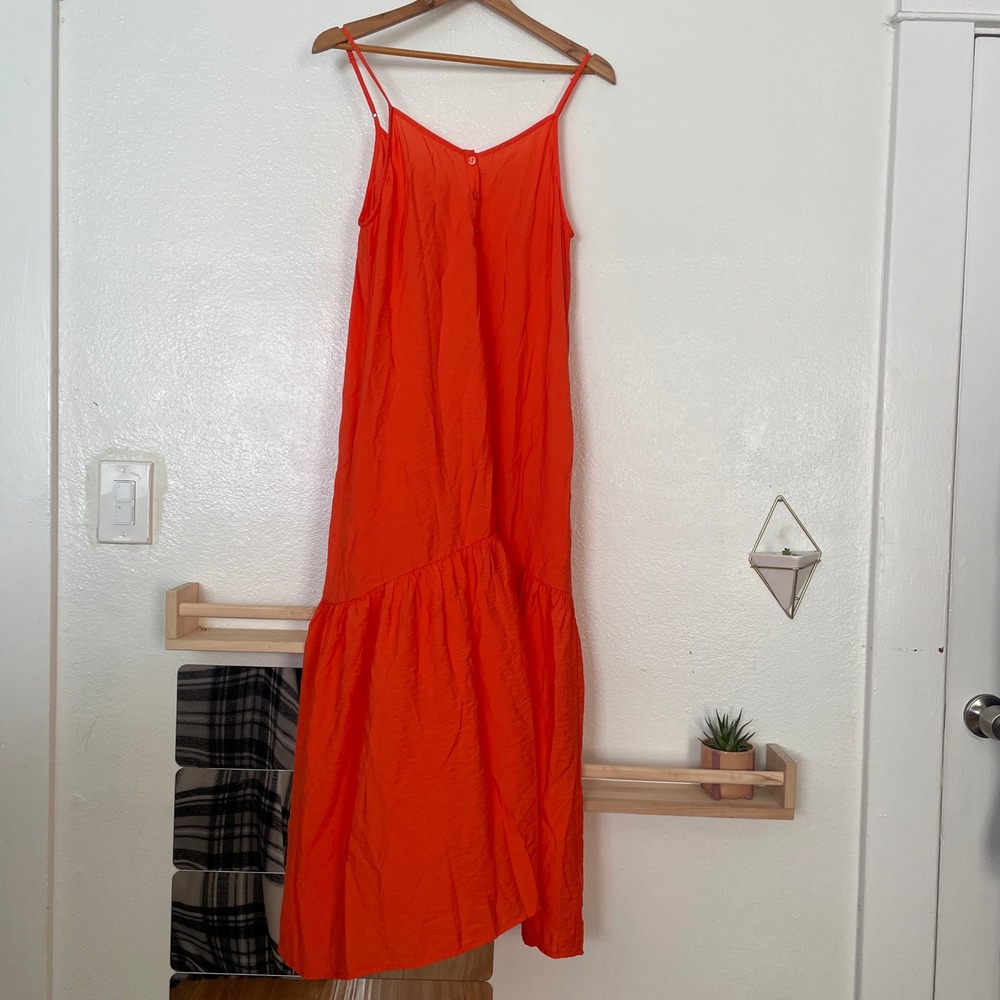 YFB Young Fabulous & Broke Orange Tiered‎ Maxi Dress Adjustable Straps Size M